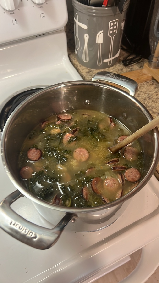 my kale and kielbasa soup with cannelini beans